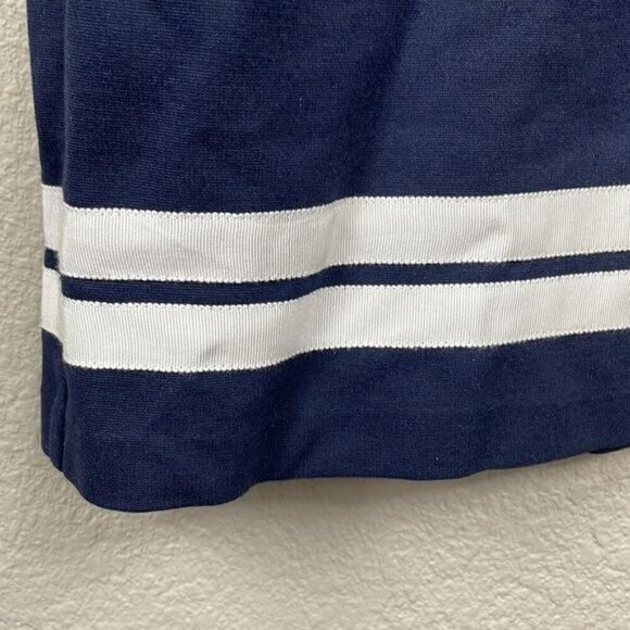 Talbots Navy Blue White Trim Career Office Dress Mod Retro 3/4 Sleeve Sz 12 - Picture 4 of 10